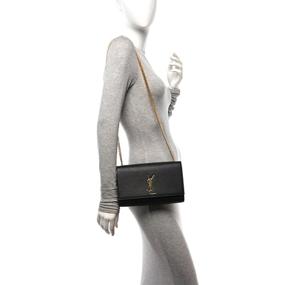 Saint Laurent Grain De Poudre Medium Monogram Kate Satchel Black 2 of 12
