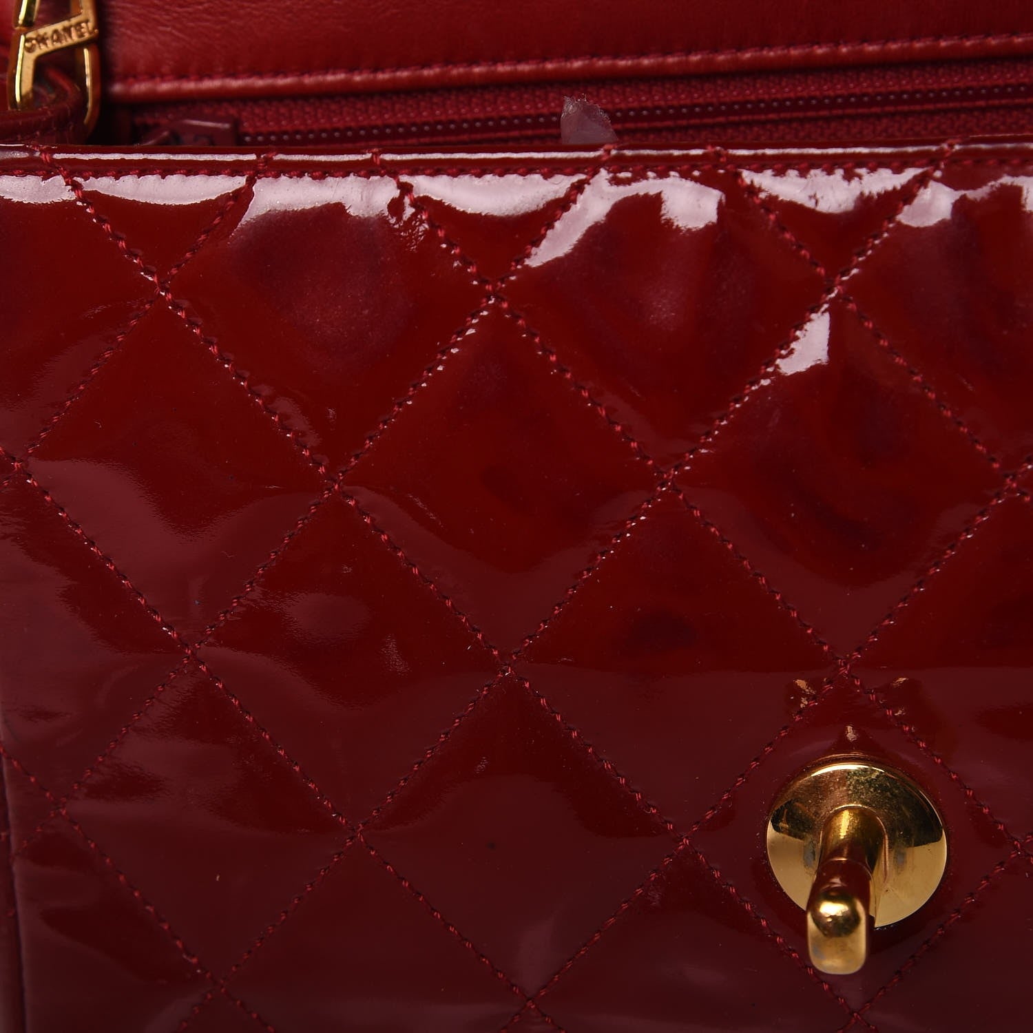 Chanel Patent Quilted Mini Square Flap Red 12 of 18