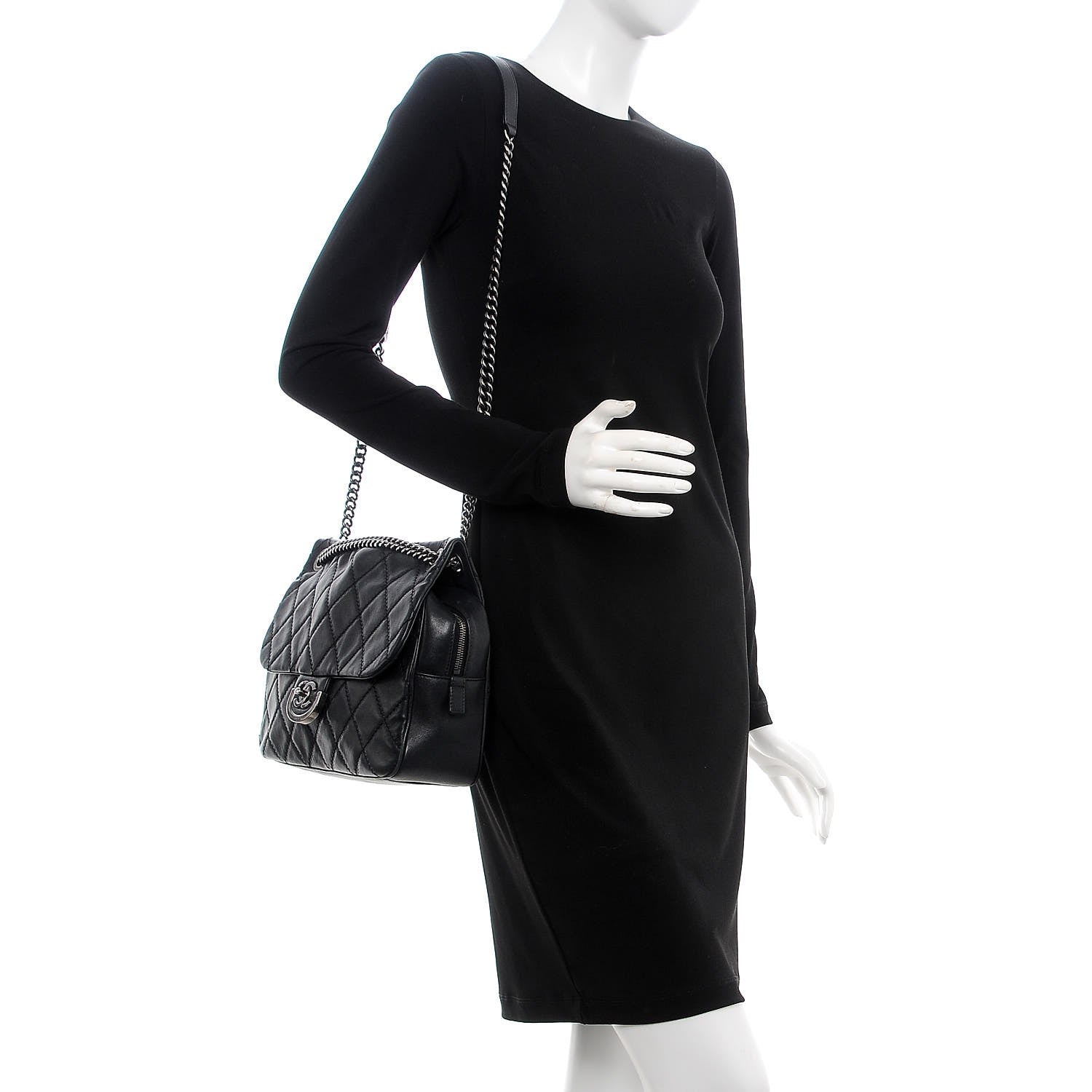 Chanel Calfskin Quilted Jumbo Coco Sporran Flap Black 2 of 13