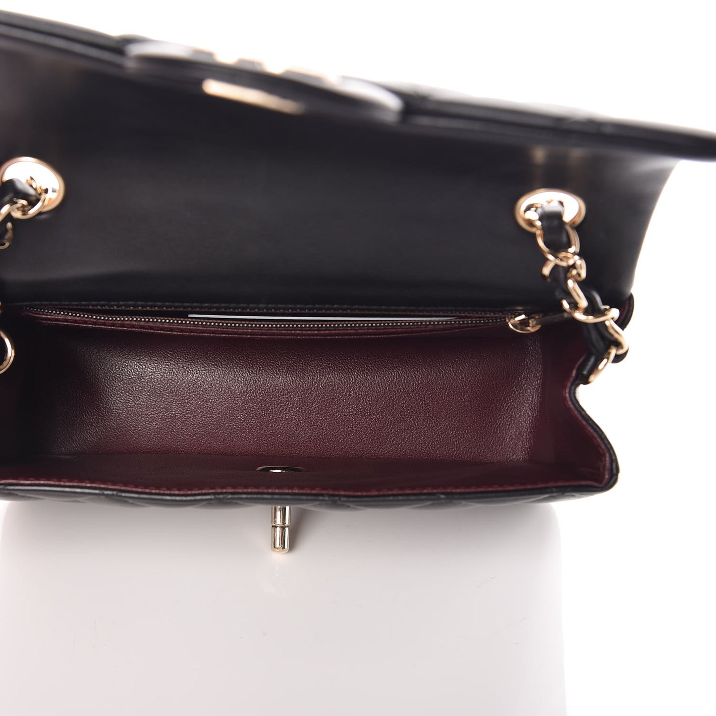 Lambskin Quilted Mini Rectangular Flap Black