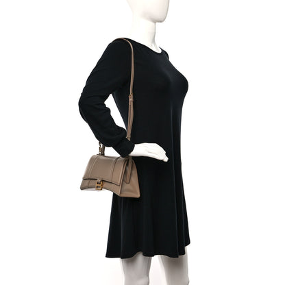 Balenciaga Shiny Box Calfskin Small Hourglass Top Handle Bag Sand 2 of 12