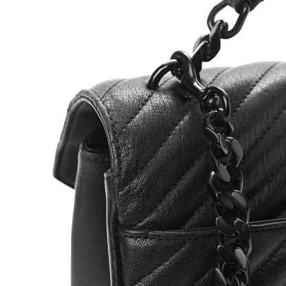 Saint Laurent Sheepskin Matelasse Chevron Monogram Monochrome Large College Satchel Black 13 of 13