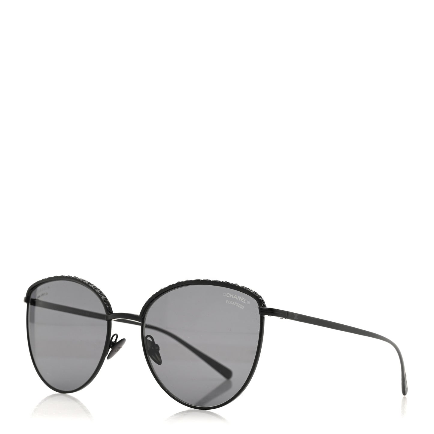 Metal Crystal Polarized Sunglasses 4258-B Black