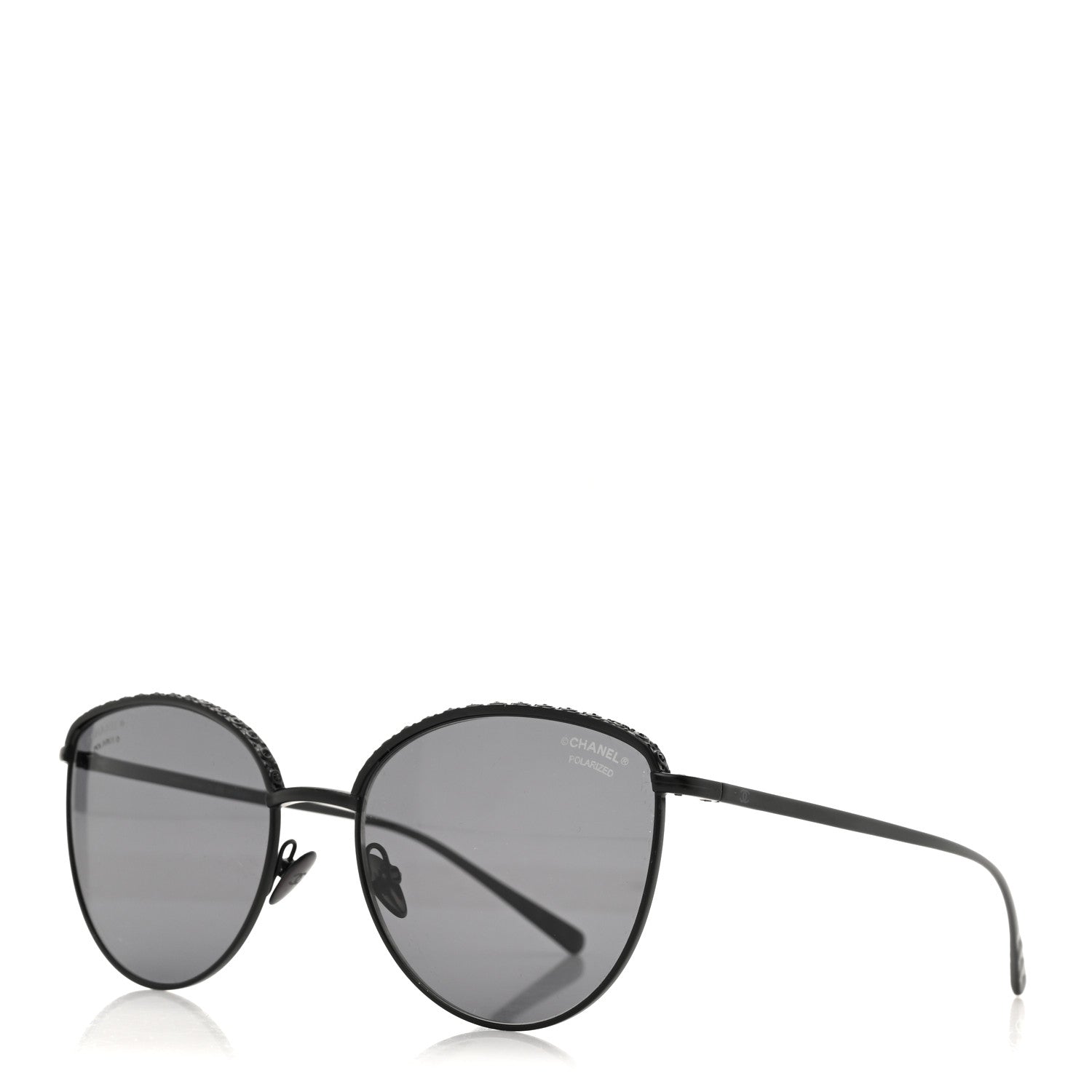 Chanel Metal Crystal Polarized Sunglasses 4258-B Black 1 of 8