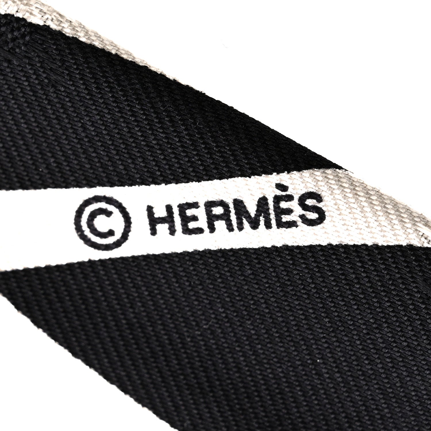 Hermes Silk Calfskin Bouquet Final Fringed Twilly Creme Black 4 of 4