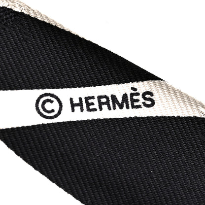 Hermes Silk Calfskin Bouquet Final Fringed Twilly Creme Black 4 of 4