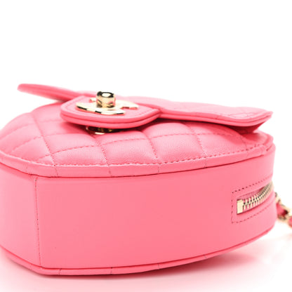 Chanel Lambskin Quilted CC In Love Heart Clutch With Chain Pink 10 of 13