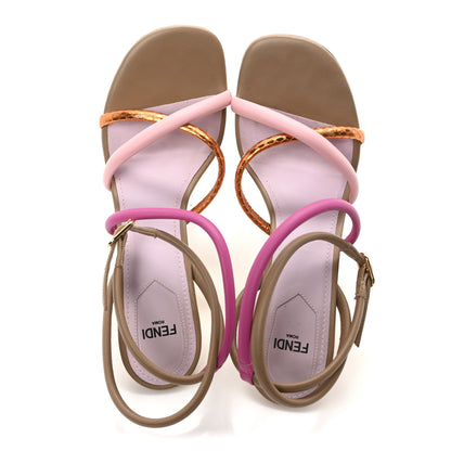 Fendi Nappa Metallic Ayers Fendi First 95mm Strappy Sandals 37 Rosa Geranio Albicocca 2 of 9