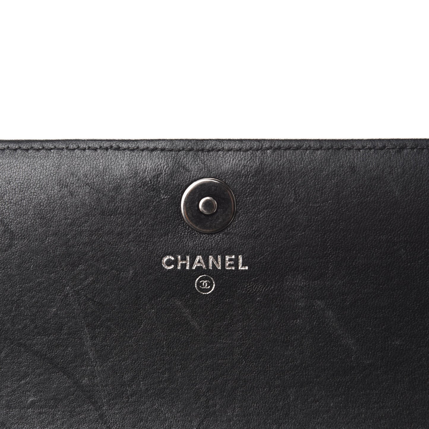 Lambskin Quilted Boy Wallet On Removable Chain WOC Black