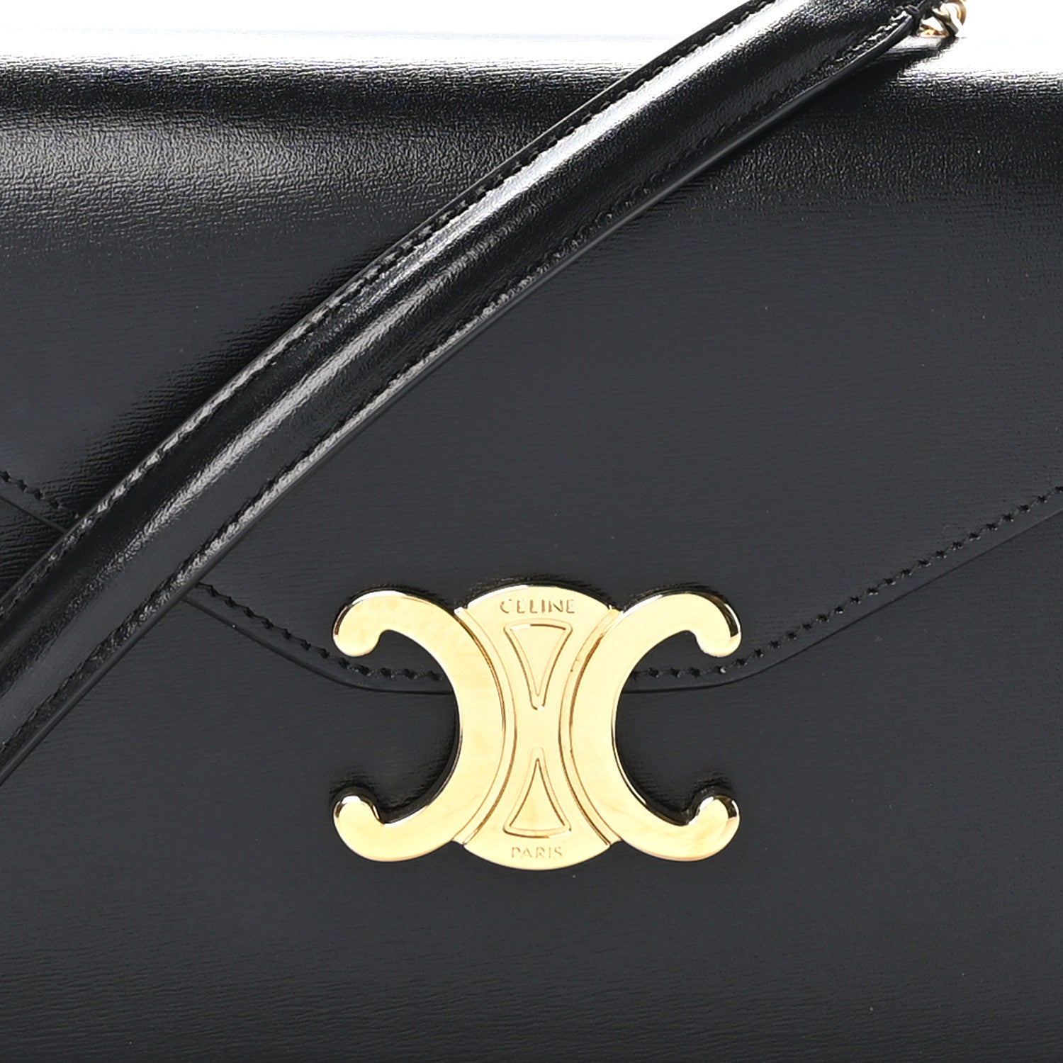 Celine Shiny Calfskin Triomphe Margo Wallet on Chain Black 8 of 11