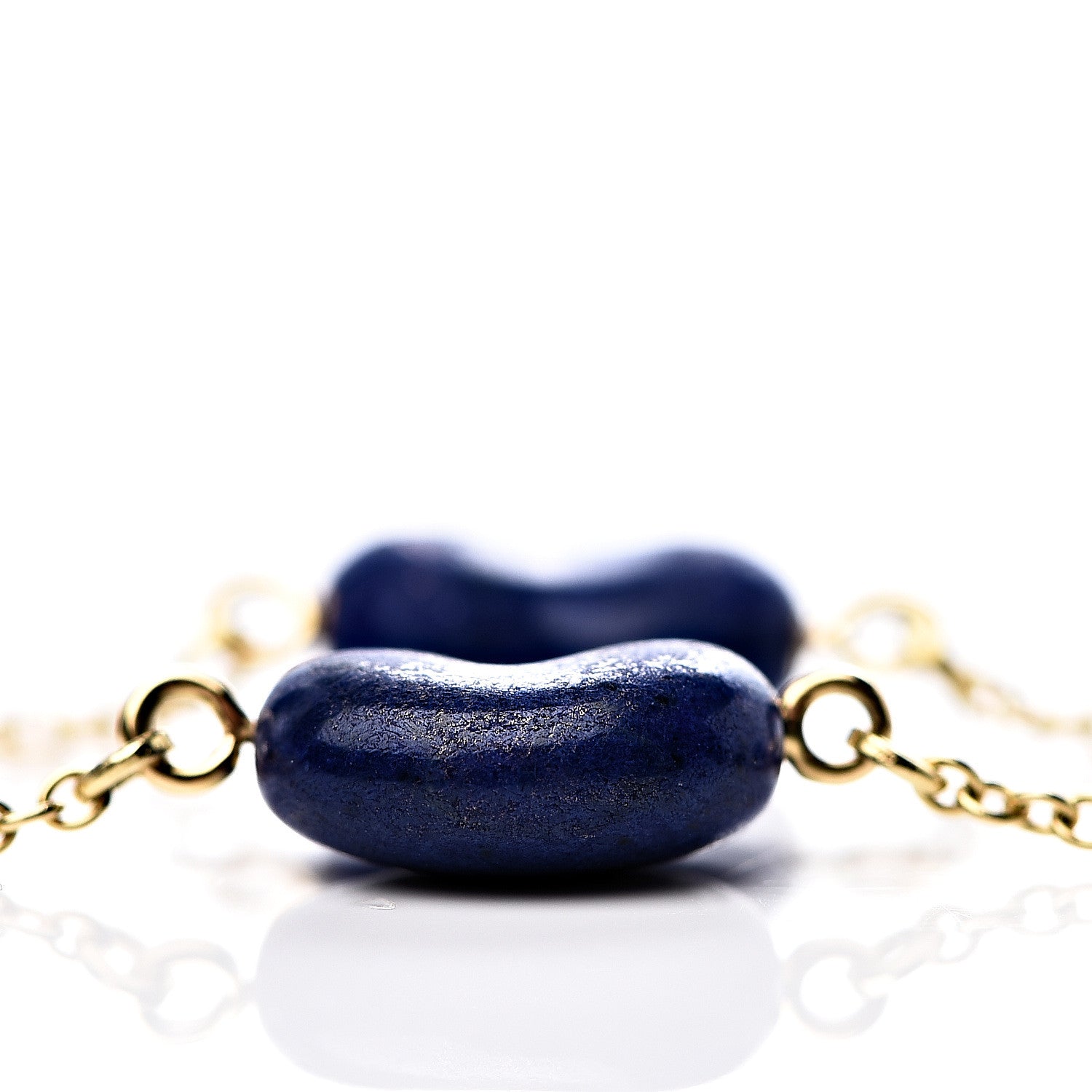 Tiffany 18K Yellow Gold Lapis Lazuli Elsa Peretti Bean Bracelet 7 of 7