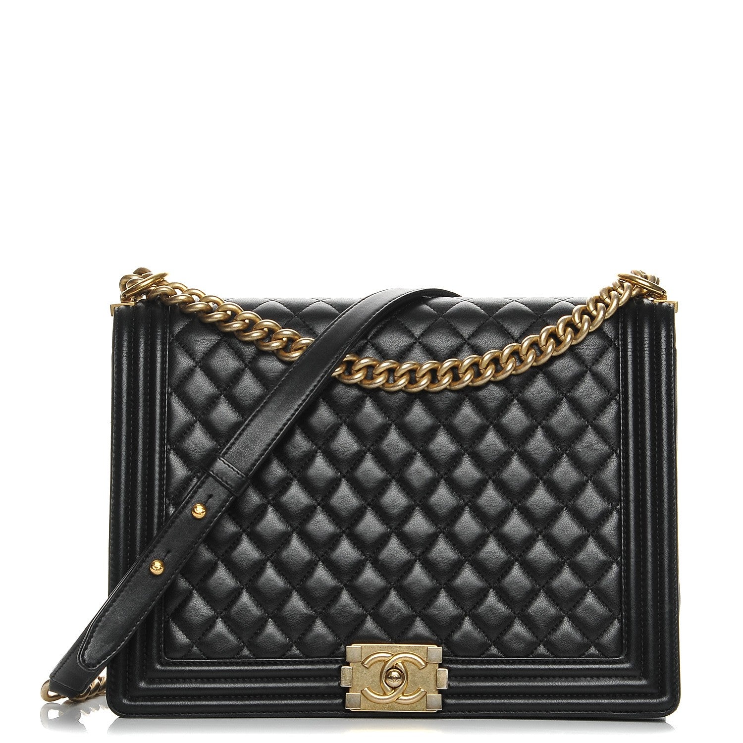 Chanel Lambskin Quilted Large Boy Flap Black 1 of 8