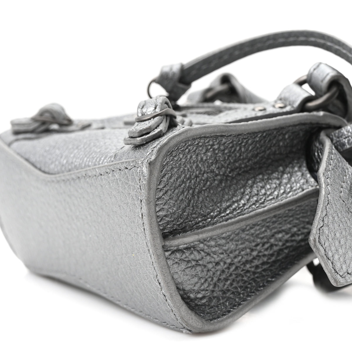 Balenciaga Metallic Grained Calfskin Neo Classic Hardware Super Nano City Crossbody Silver 9 of 9