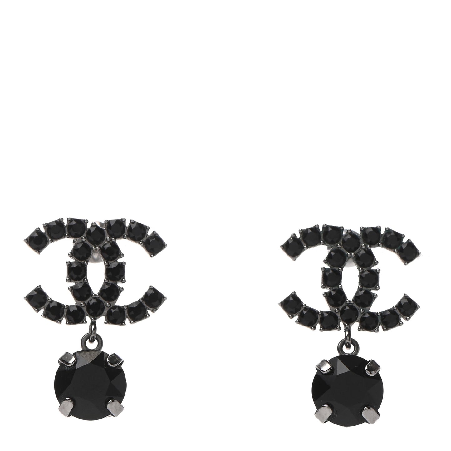 Ruthenium Crystal CC Drop Earrings Black