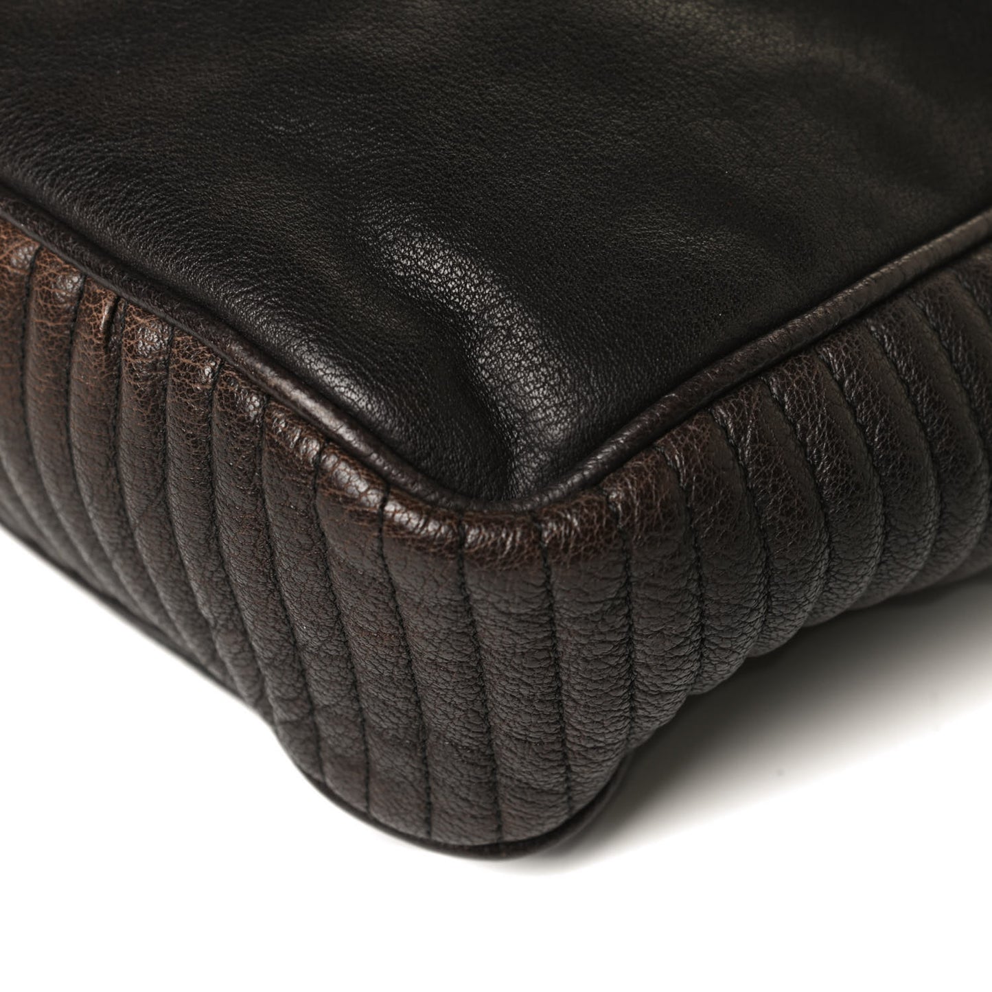 Grained Calfskin Crossbody Bag Black Brown