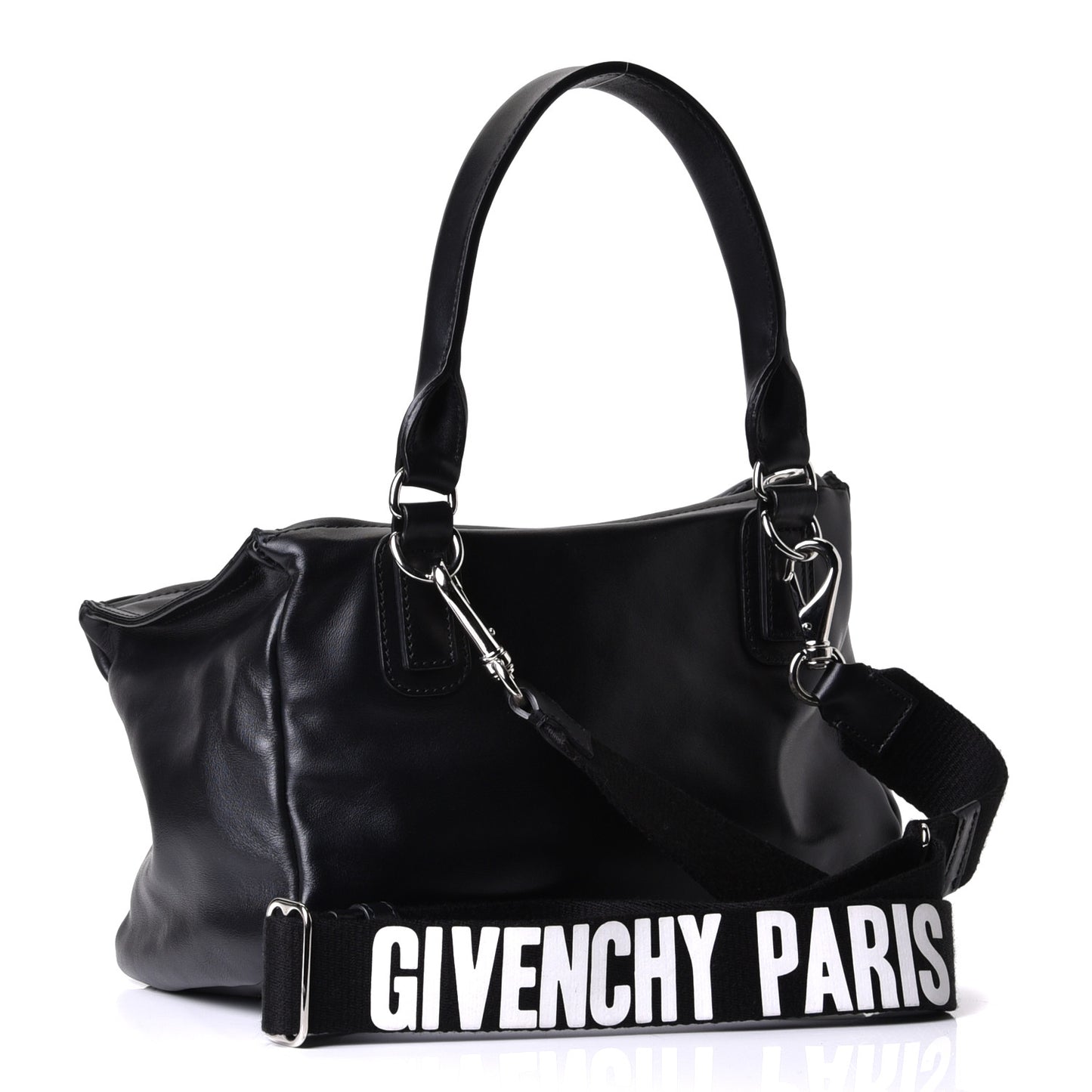 Calfskin Small Pandora Logo Strap Black