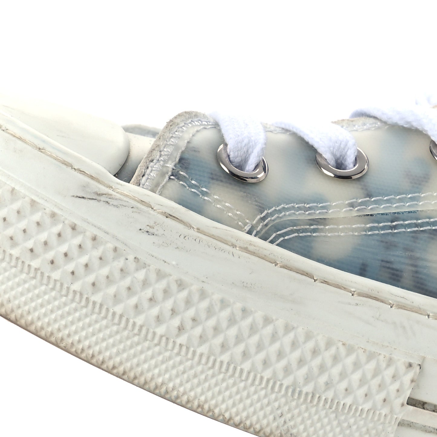 Technical Canvas Oblique Pixel Mens B23 High Top Sneakers 35 Beige Blue