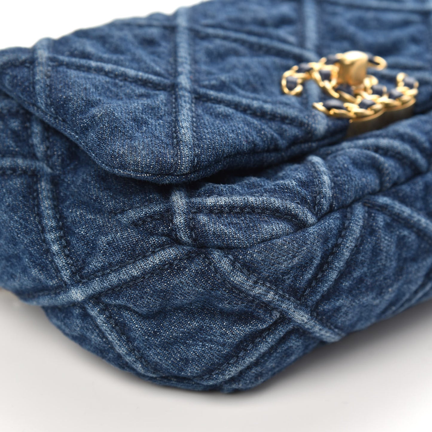 Denim Quilted 19 Belt Bag Blue