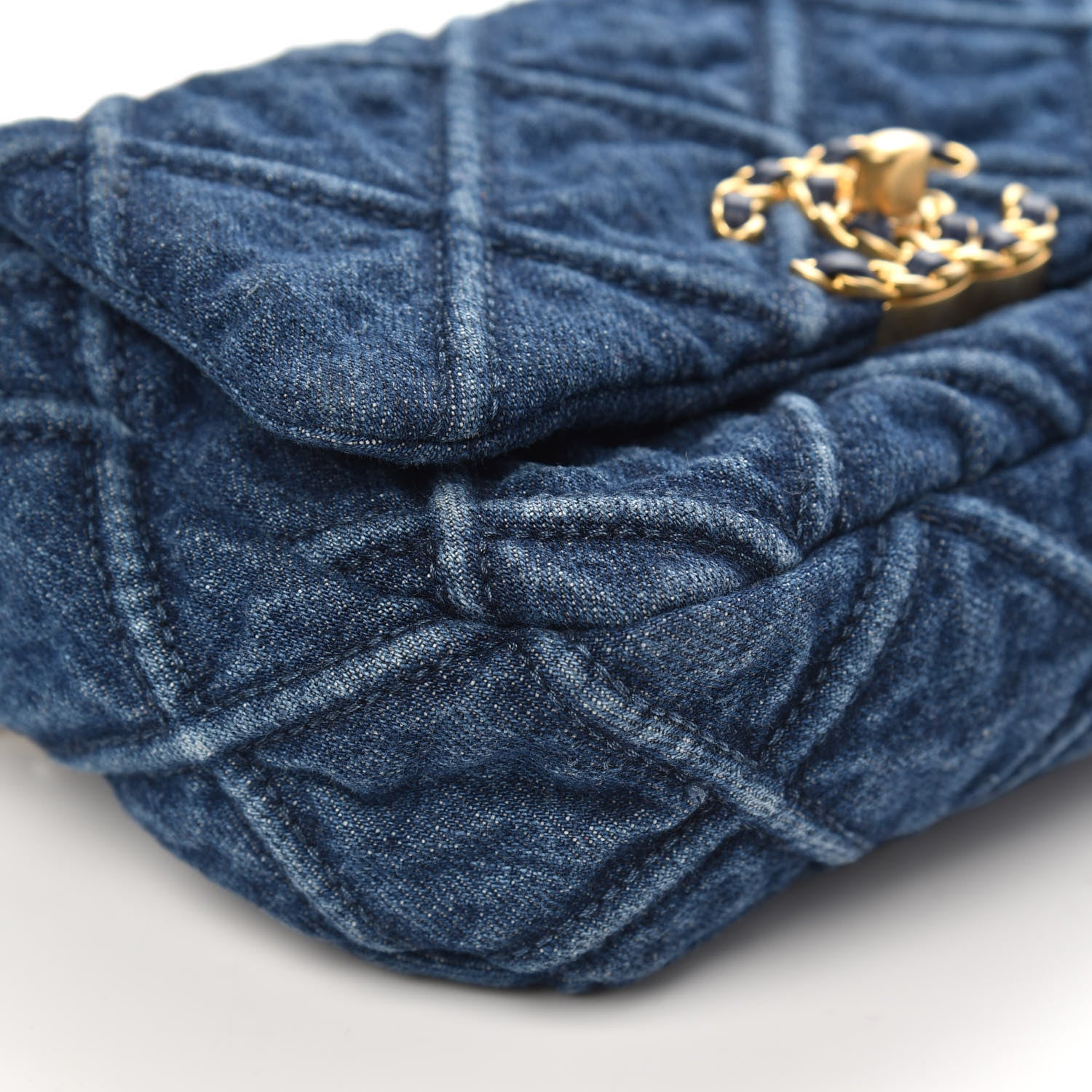 Chanel Denim Quilted 19 Belt Bag Blue 10 of 11