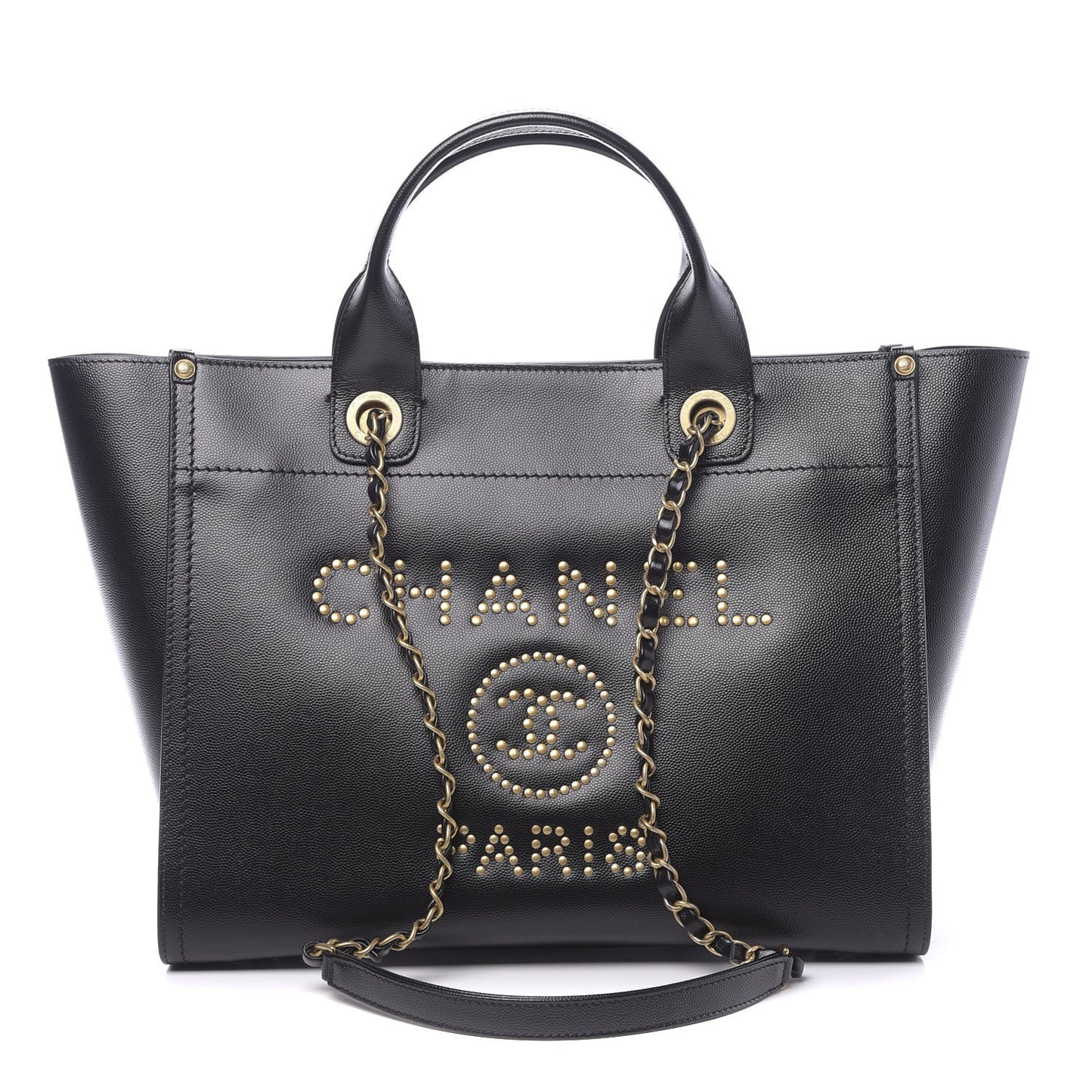 Caviar Small Studded Deauville Tote Black