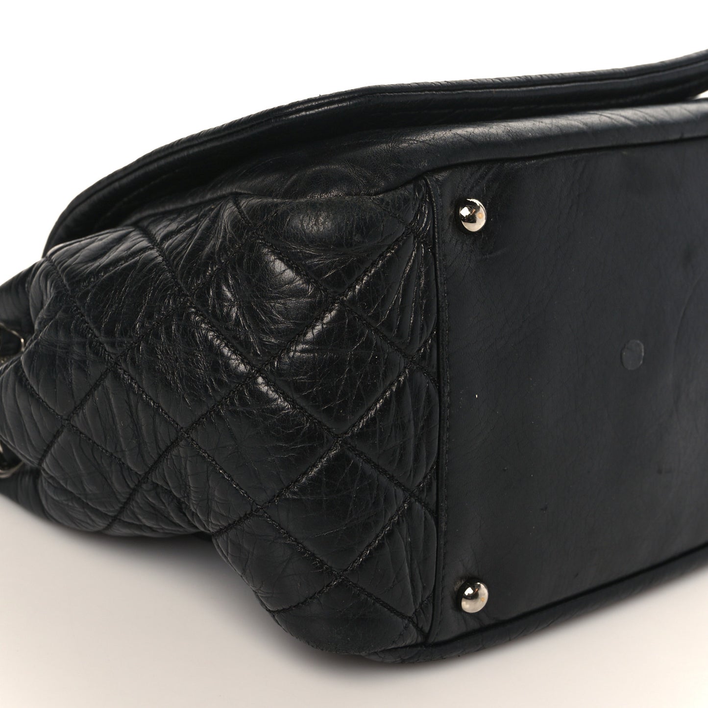 Lambskin Medium Rock and Chain Flap Black