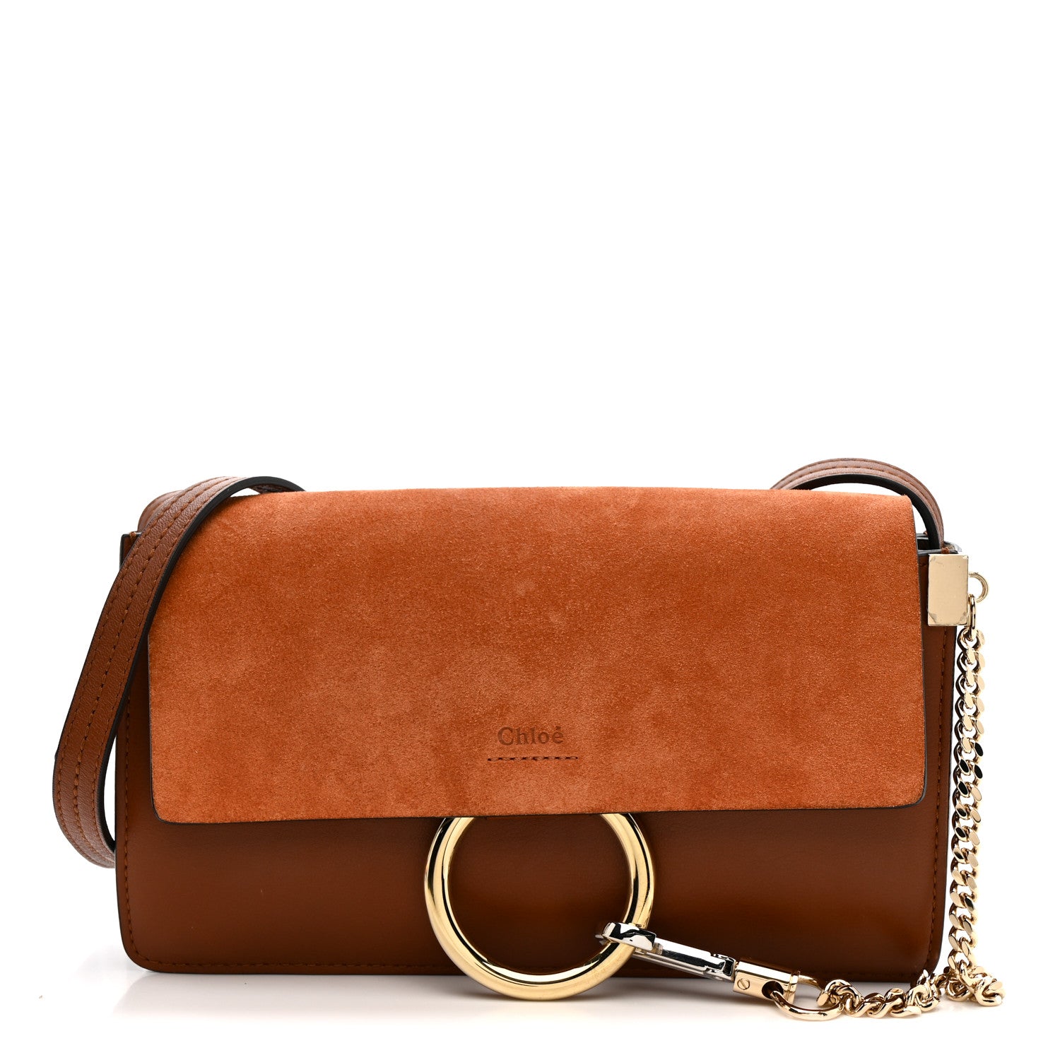 Chloe Suede Calfskin Small Faye Shoulder Bag Tobacco 1 of 11