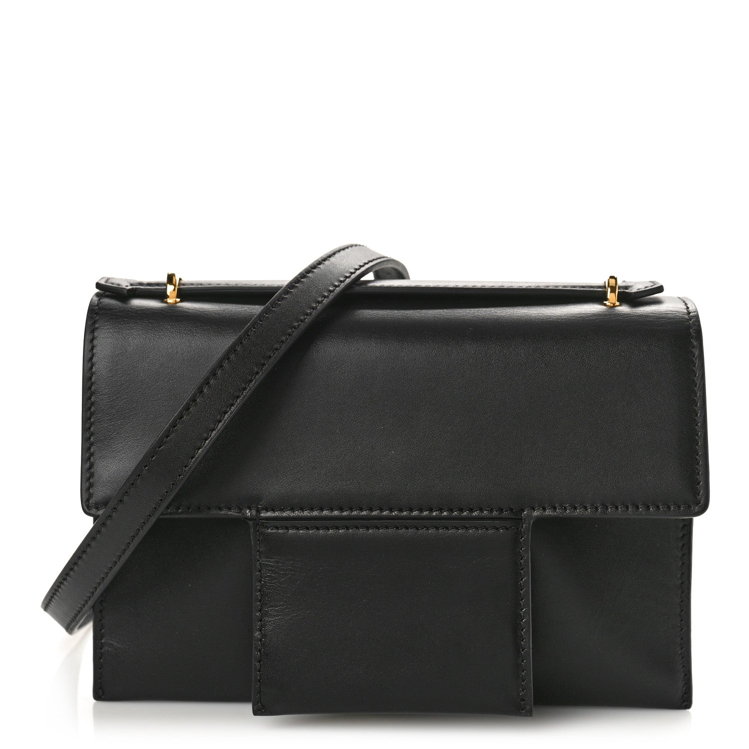 Tom Ford Palmellato Calfskin Hidden TF Top Handle Black 1 of 10
