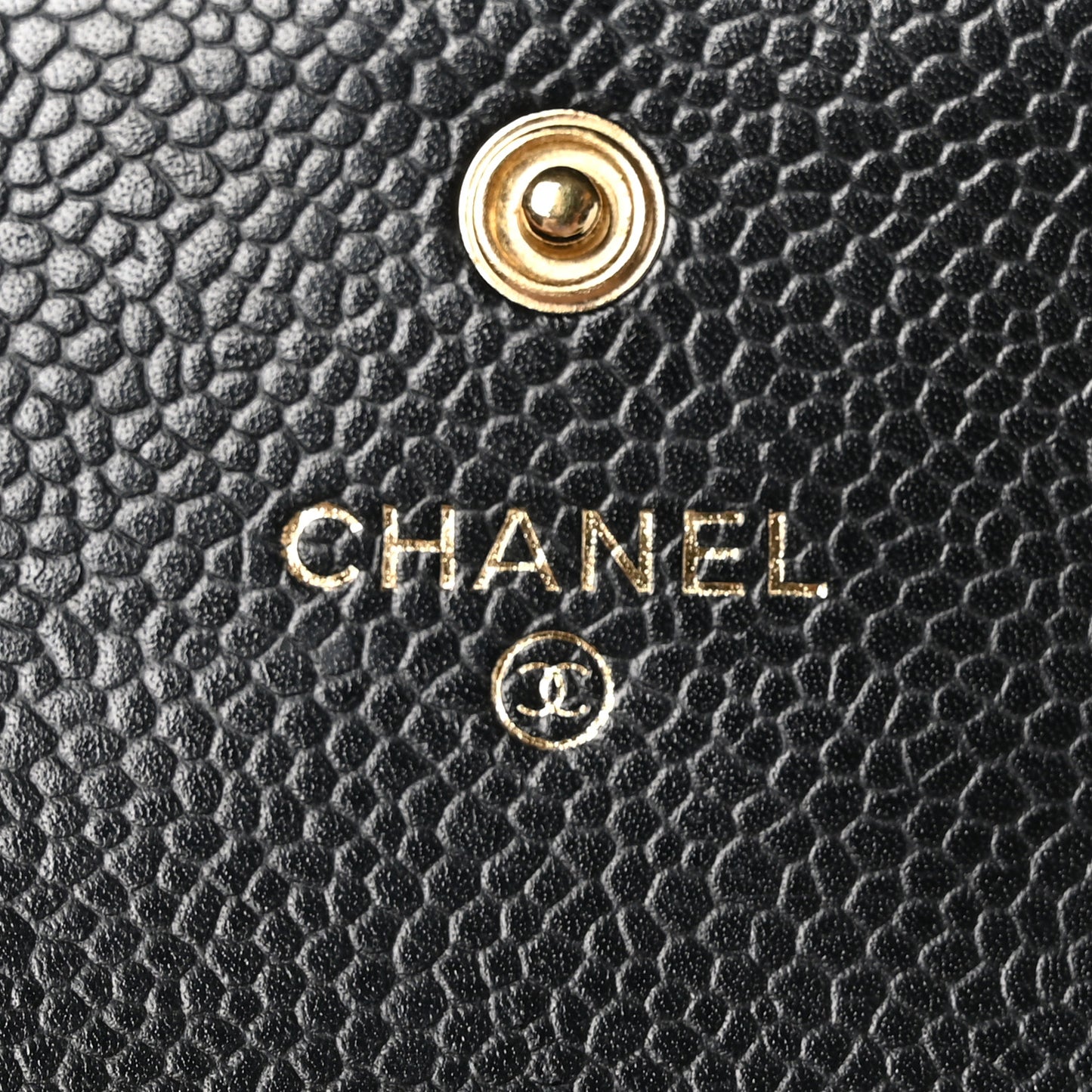 Caviar Quilted Flap Card Holder Wallet Black