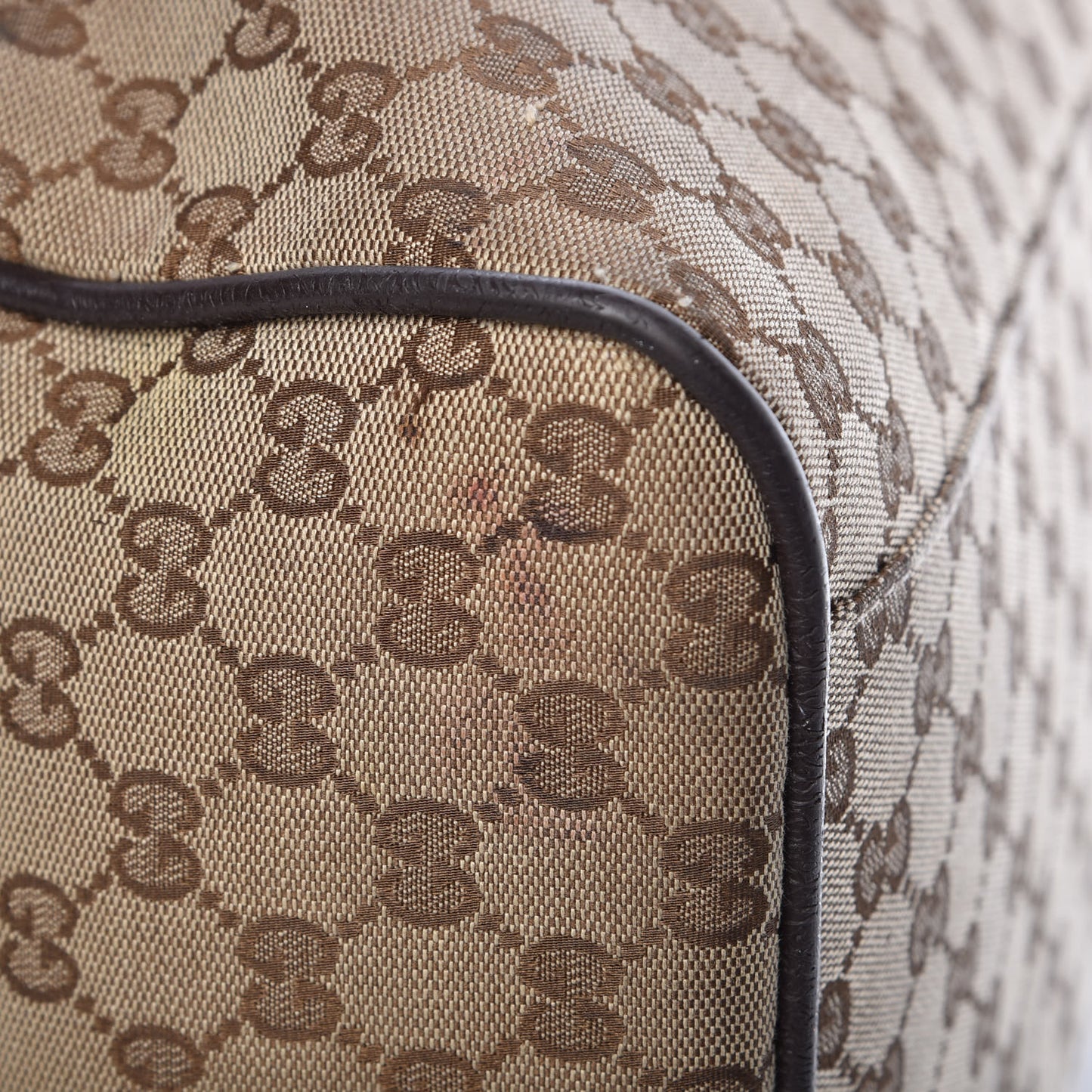 GG Monogram Web Large Collapsible Carry On Duffle Beige Brown