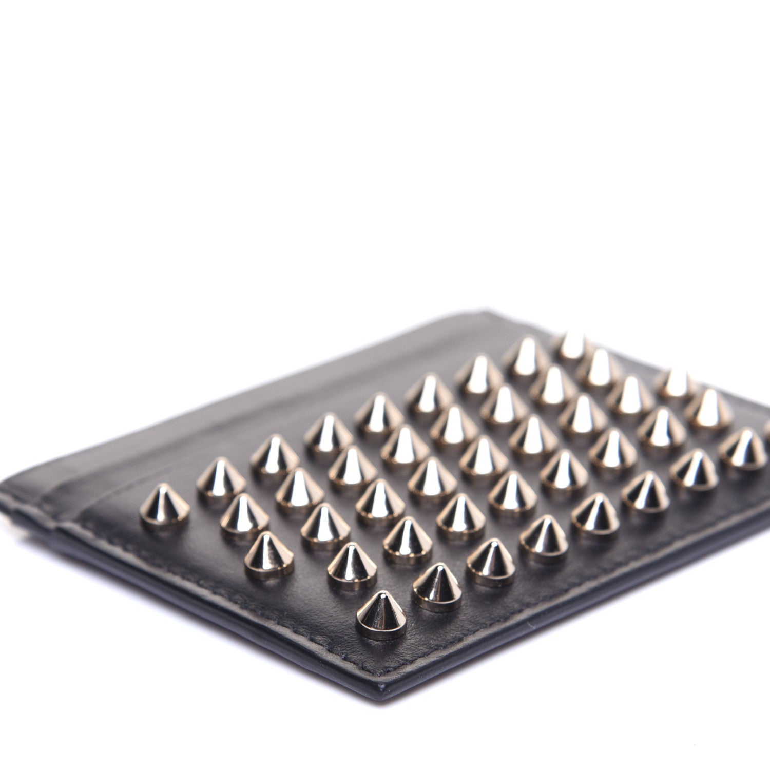 Christian Louboutin Calfskin Paris Spikes Kios Card Holder Black 5 of 8
