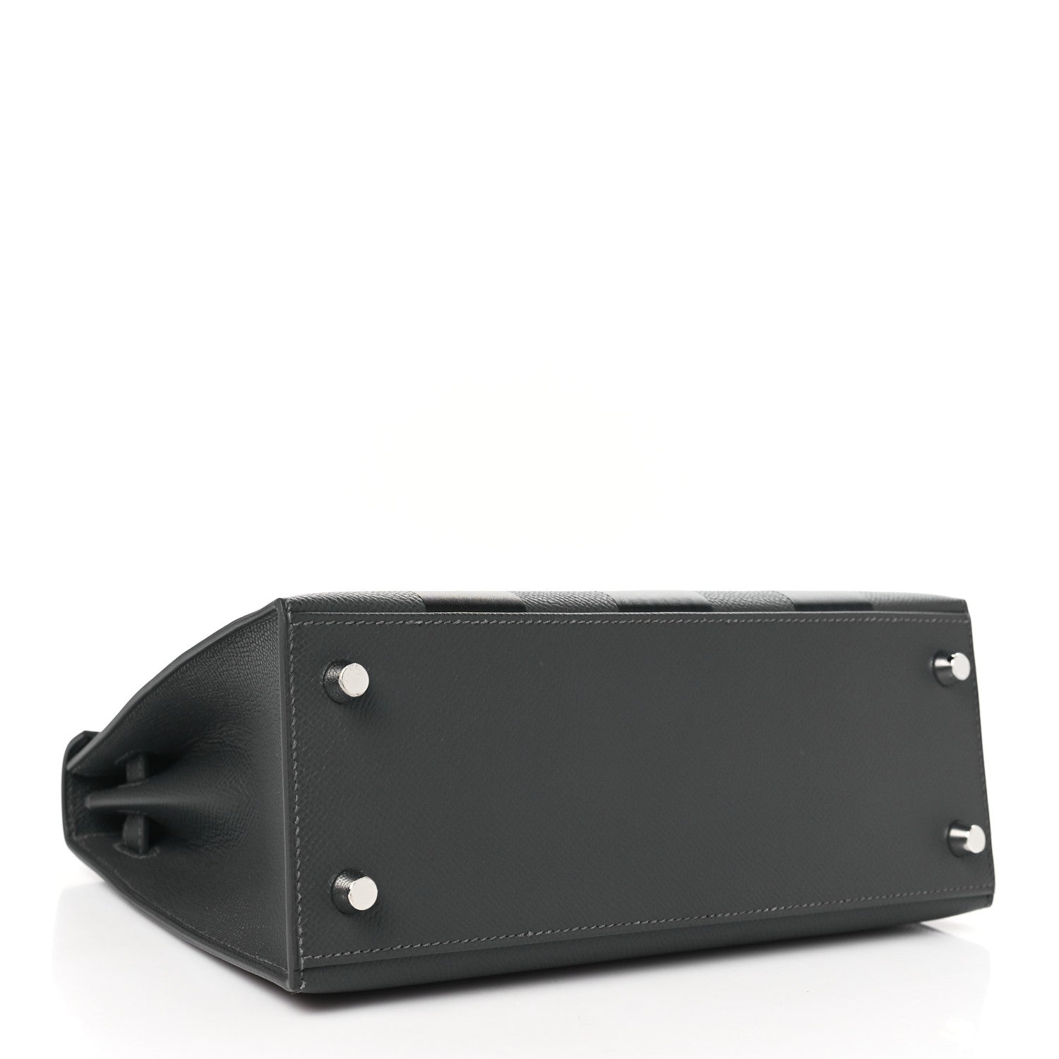 Hermes Epsom Tadelakt Chevre Mysore Casaque Etoilee Kelly Sellier 25 Ardoise Black Vert Peppermint 4 of 11