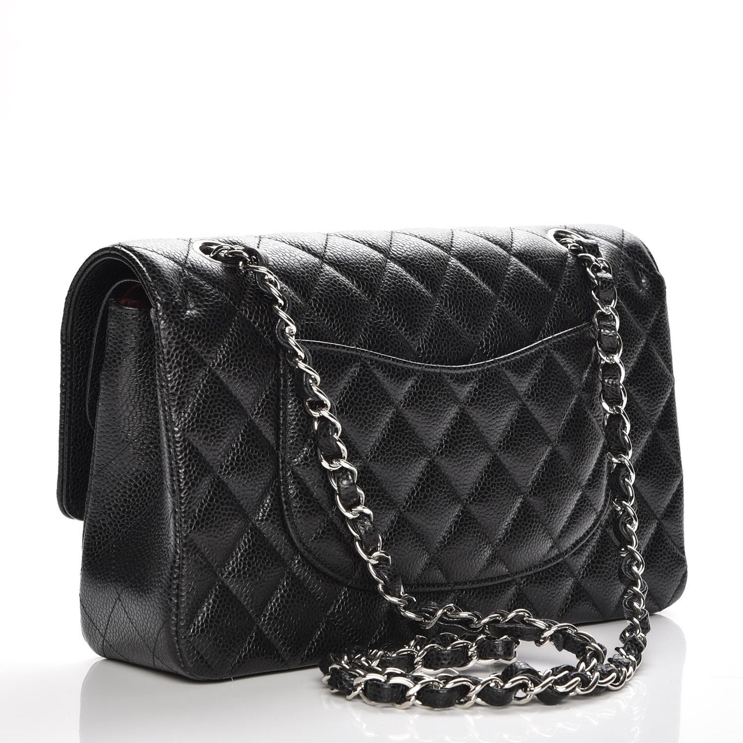 Caviar Quilted Medium Double Flap Black