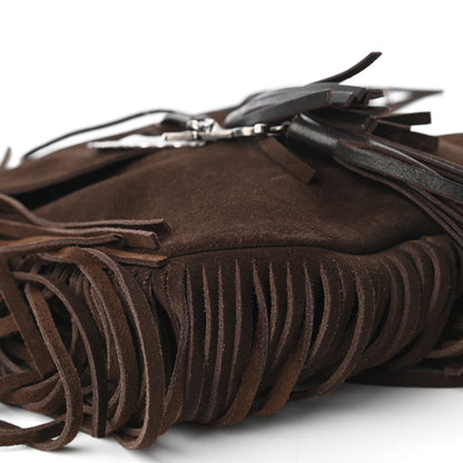 Saint Laurent Suede Fringe Flat Anita Crossbody Bag Coffy Marrone 6 of 9