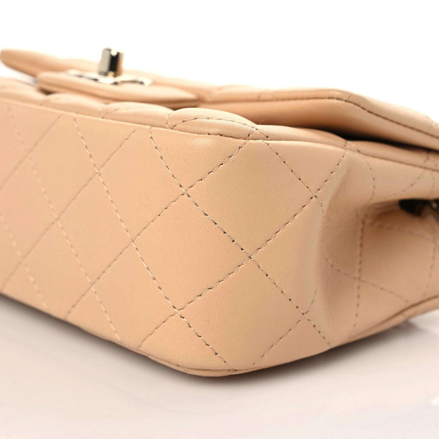 Chanel Lambskin Quilted Mini Rectangular Flap Beige 9 of 10