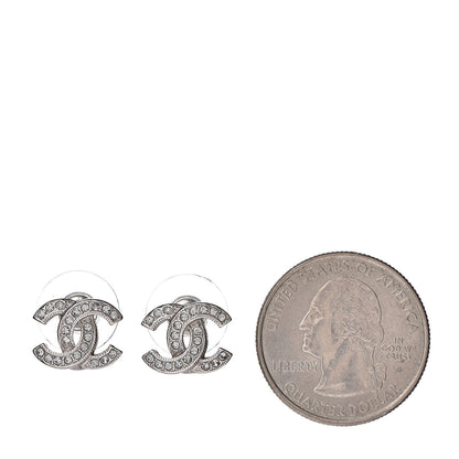 Chanel Crystal Mini Timeless CC Earrings Silver 2 of 5