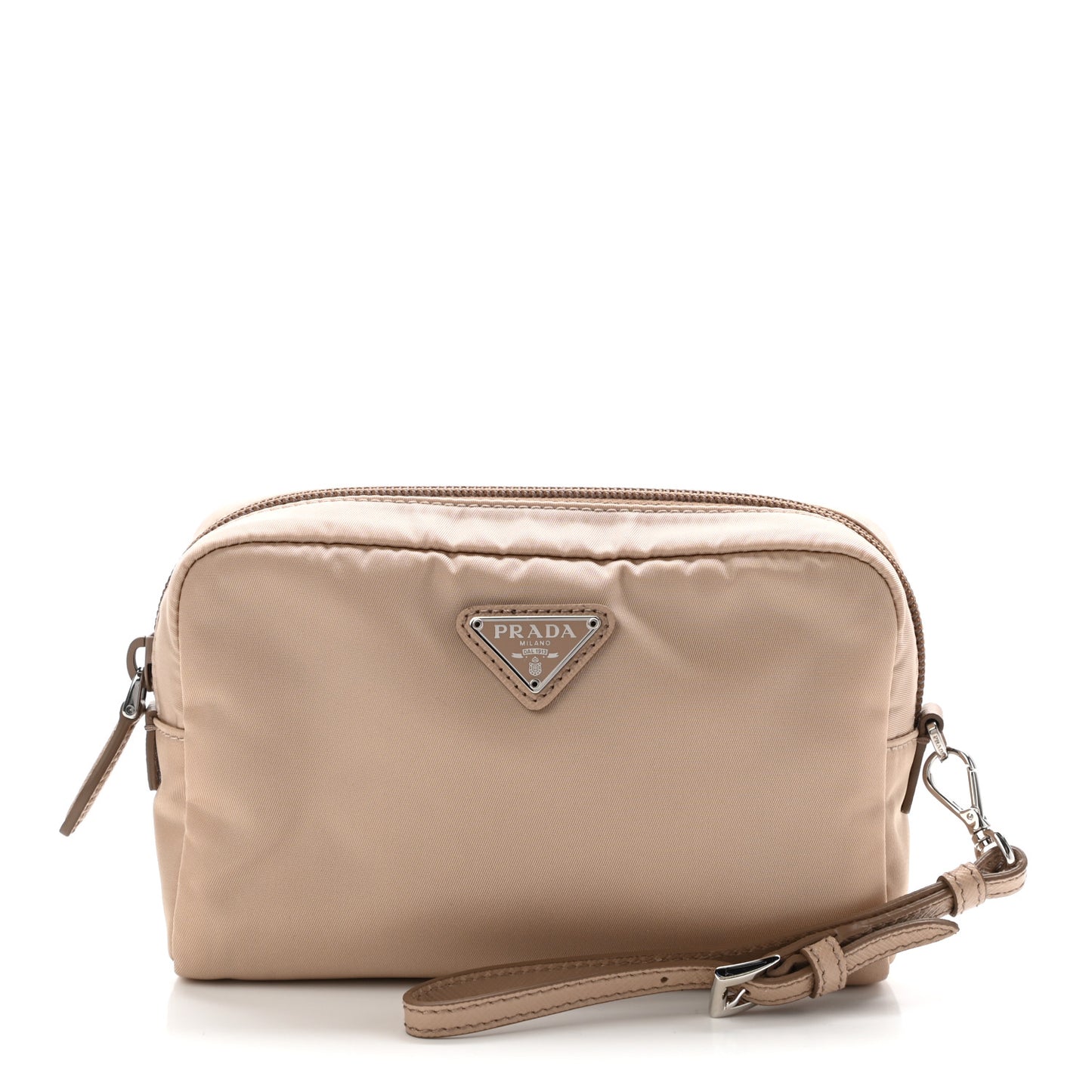 Tessuto Nylon Vela Saffiano Necessaire Wristlet Pouch Cammeo
