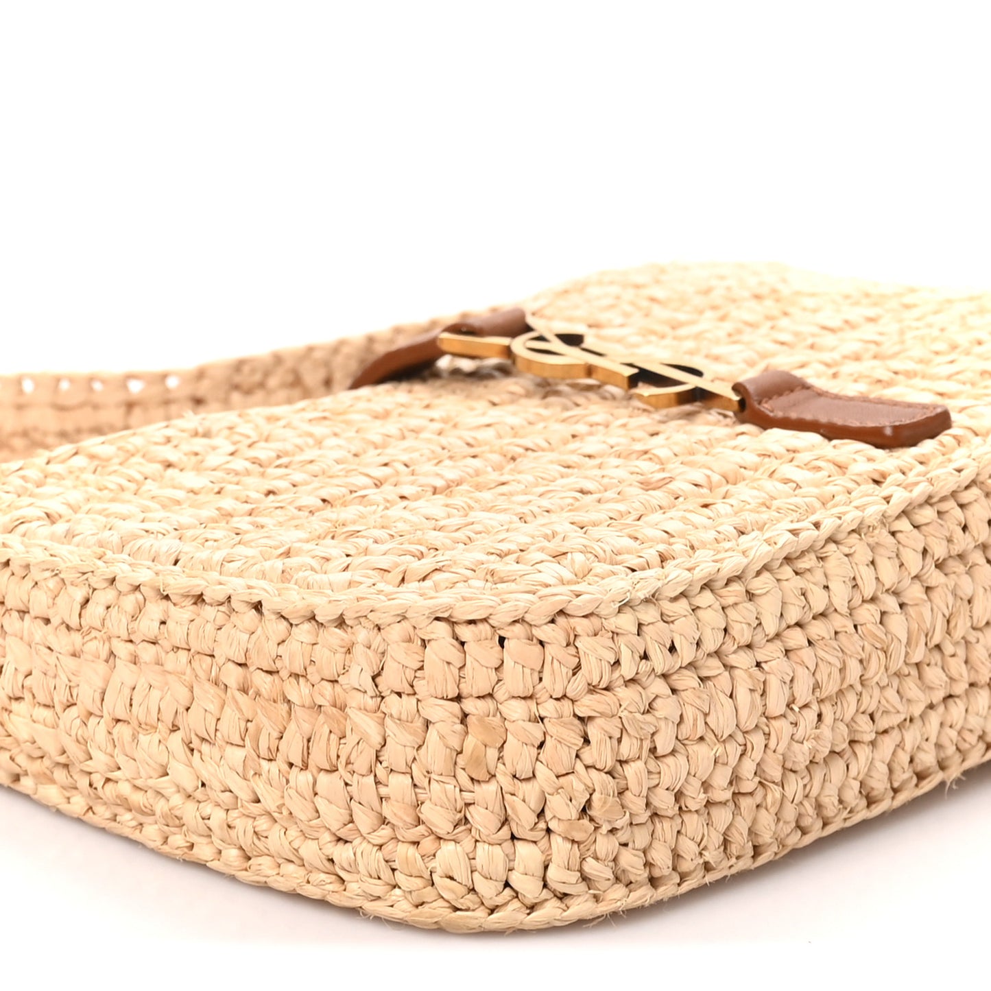 Raffia Calfskin Le 5 A 7 Mini Hobo Natural Brick