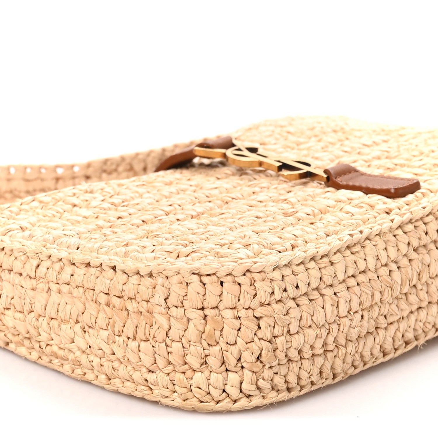 Saint Laurent Raffia Calfskin Le 5 A 7 Mini Hobo Natural Brick 8 of 9