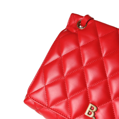 Balenciaga Nappa Calfskin Quilted Medium Touch B Shoulder Bag Bright Red 11 of 14