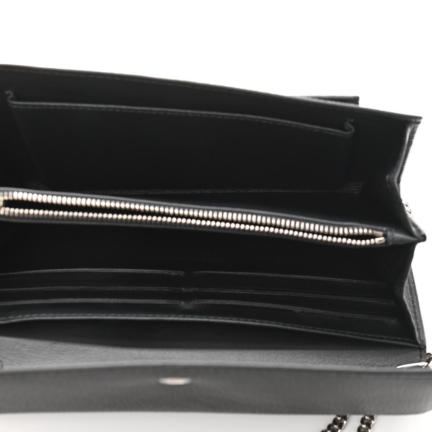 Pebbled Calfskin Skull Wallet on Chain Black