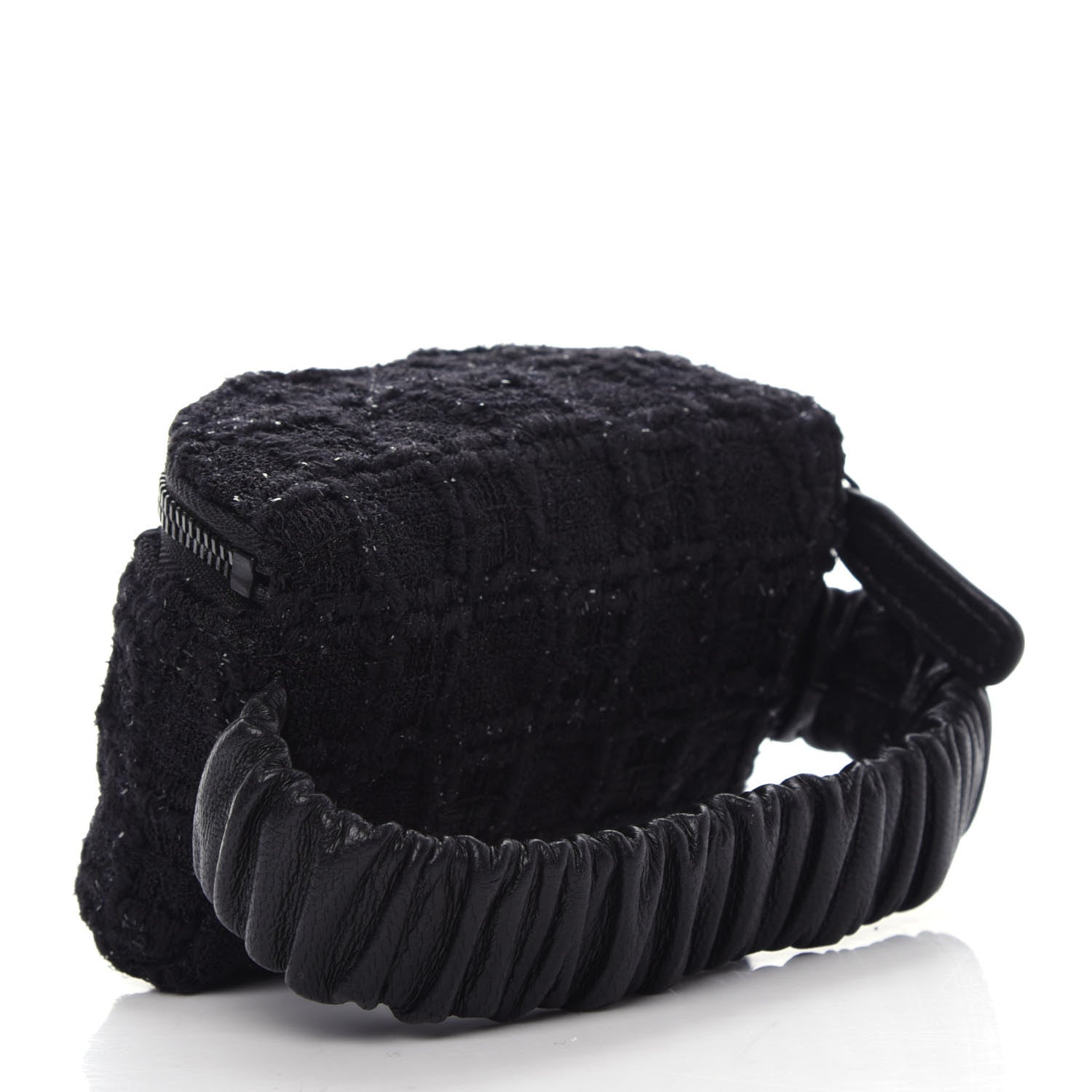 Chanel Tweed Lambskin Quilted Arm Coin Purse Black 3 of 10