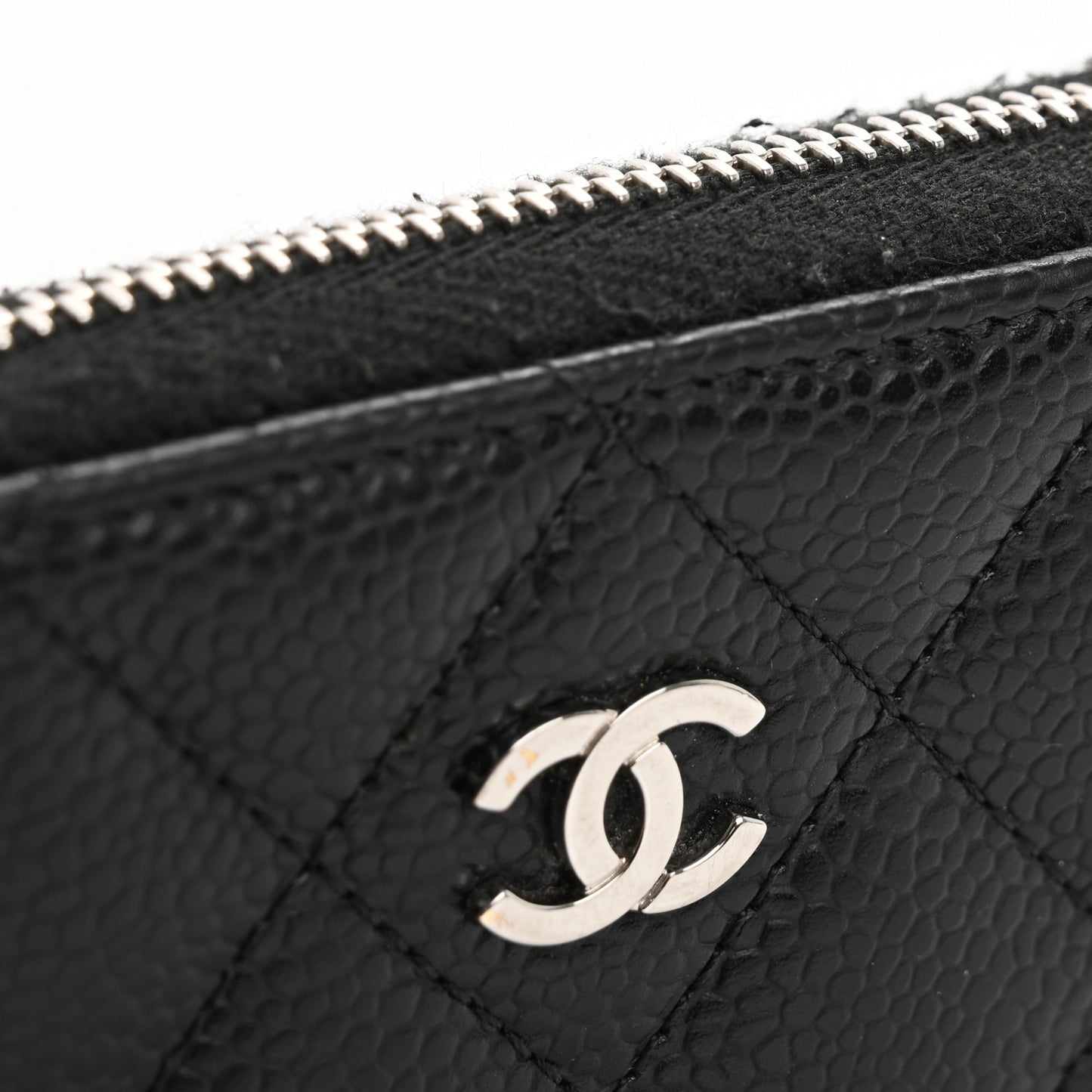 Caviar Quilted Zip Coin Purse Black