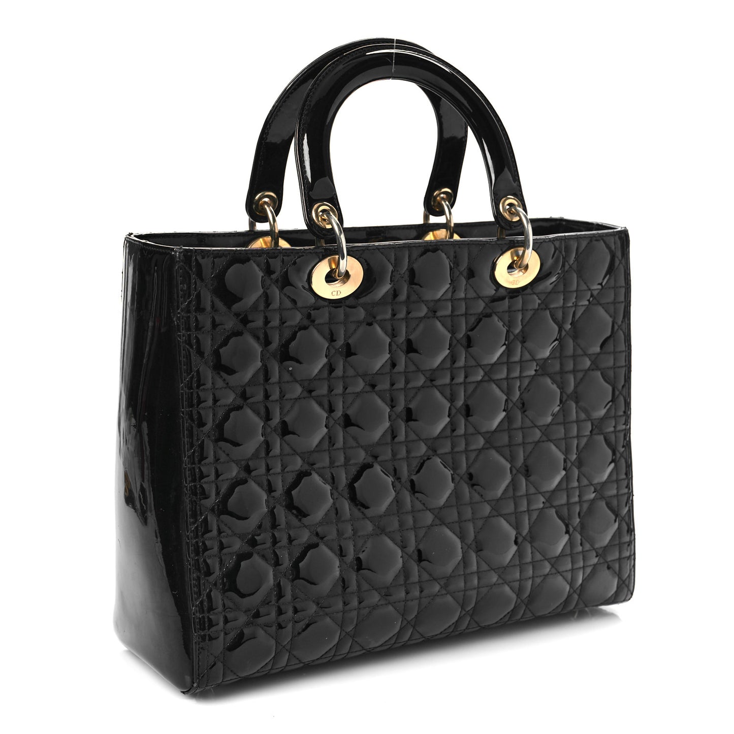 Patent Cannage Large Lady Dior Black