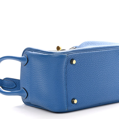 Hermes Taurillon Clemence Mini Lindy 20 Bleu Zellige 7 of 8