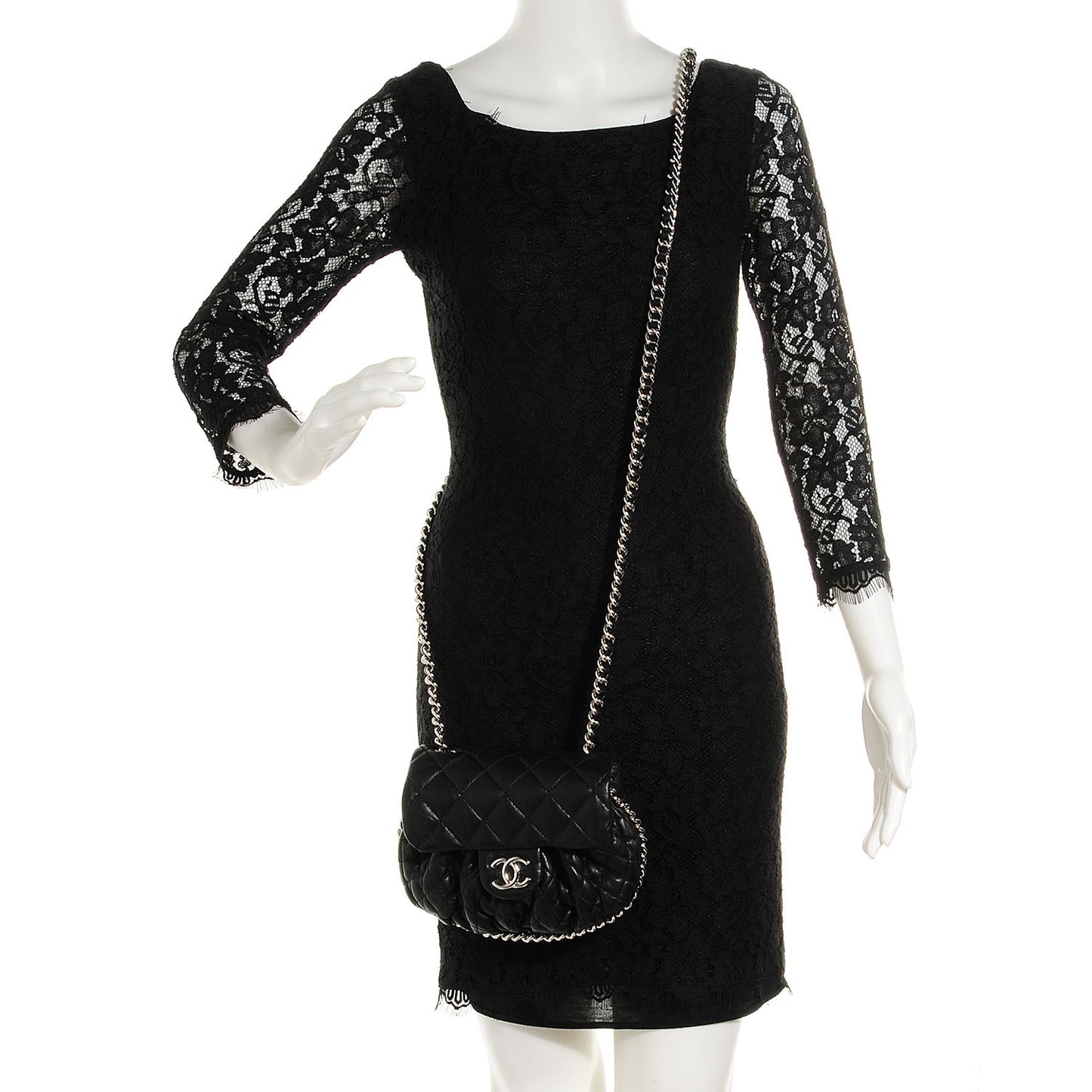 Washed Lambskin Chain Around Mini Flap Black