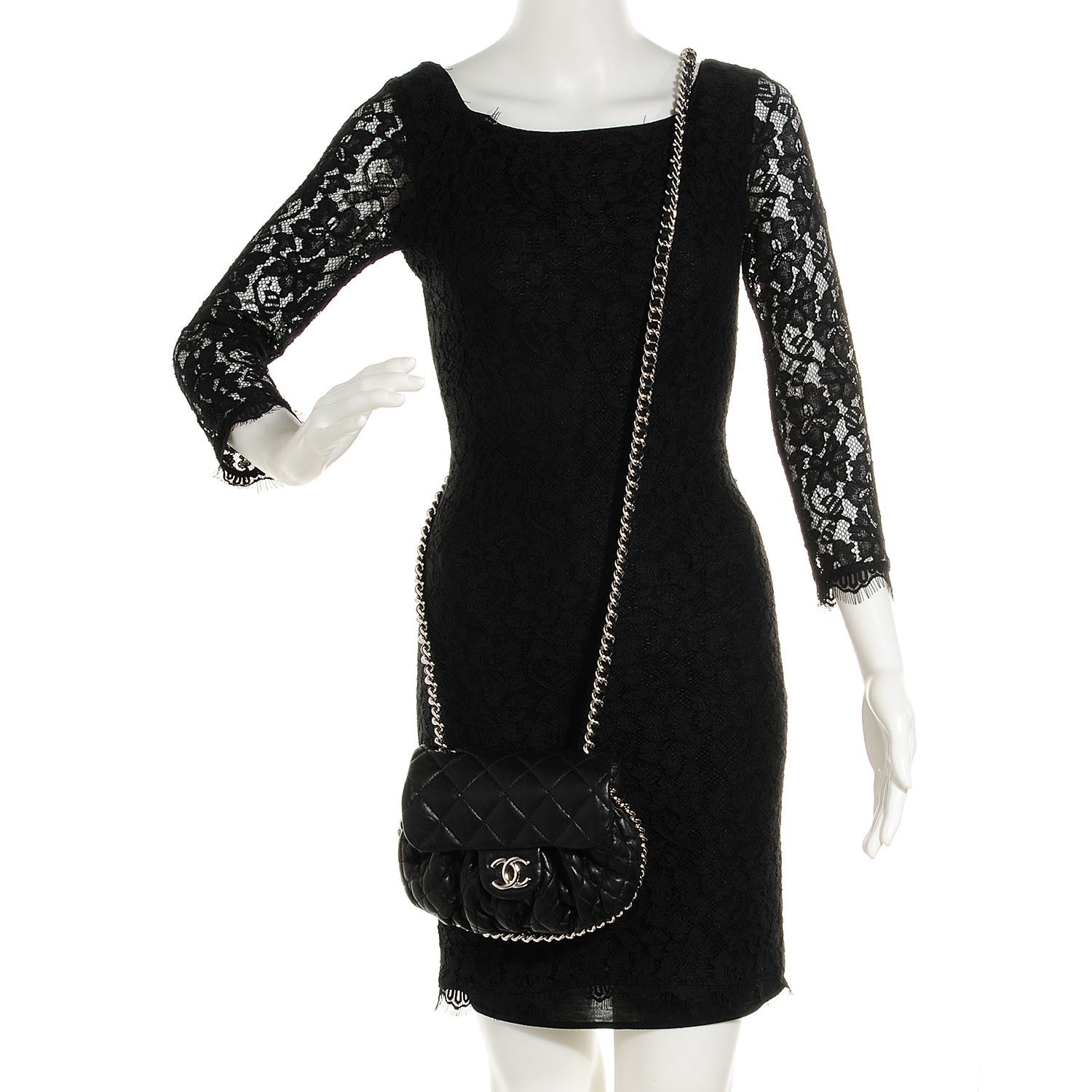 Chanel Washed Lambskin Chain Around Mini Flap Black 2 of 7