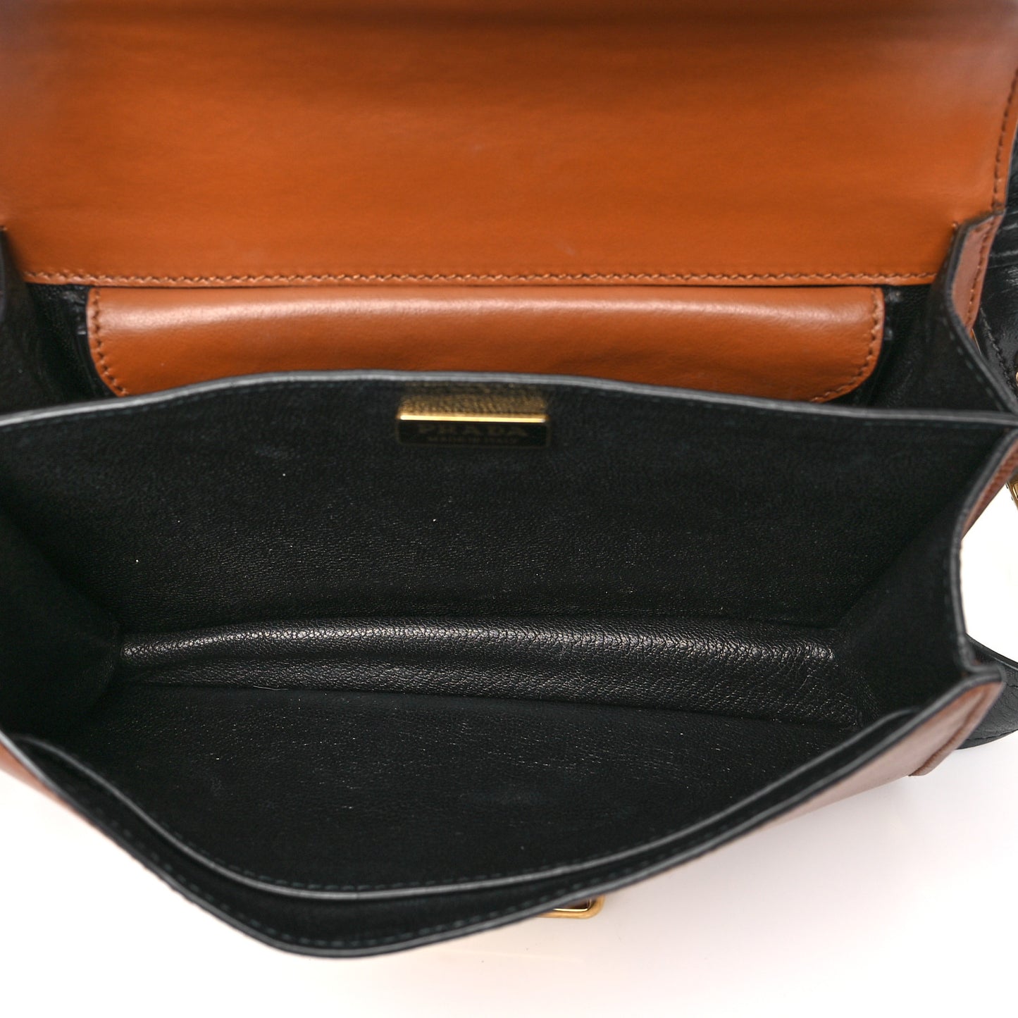 City Calfskin Saffiano Cahier Bag Caramel Black
