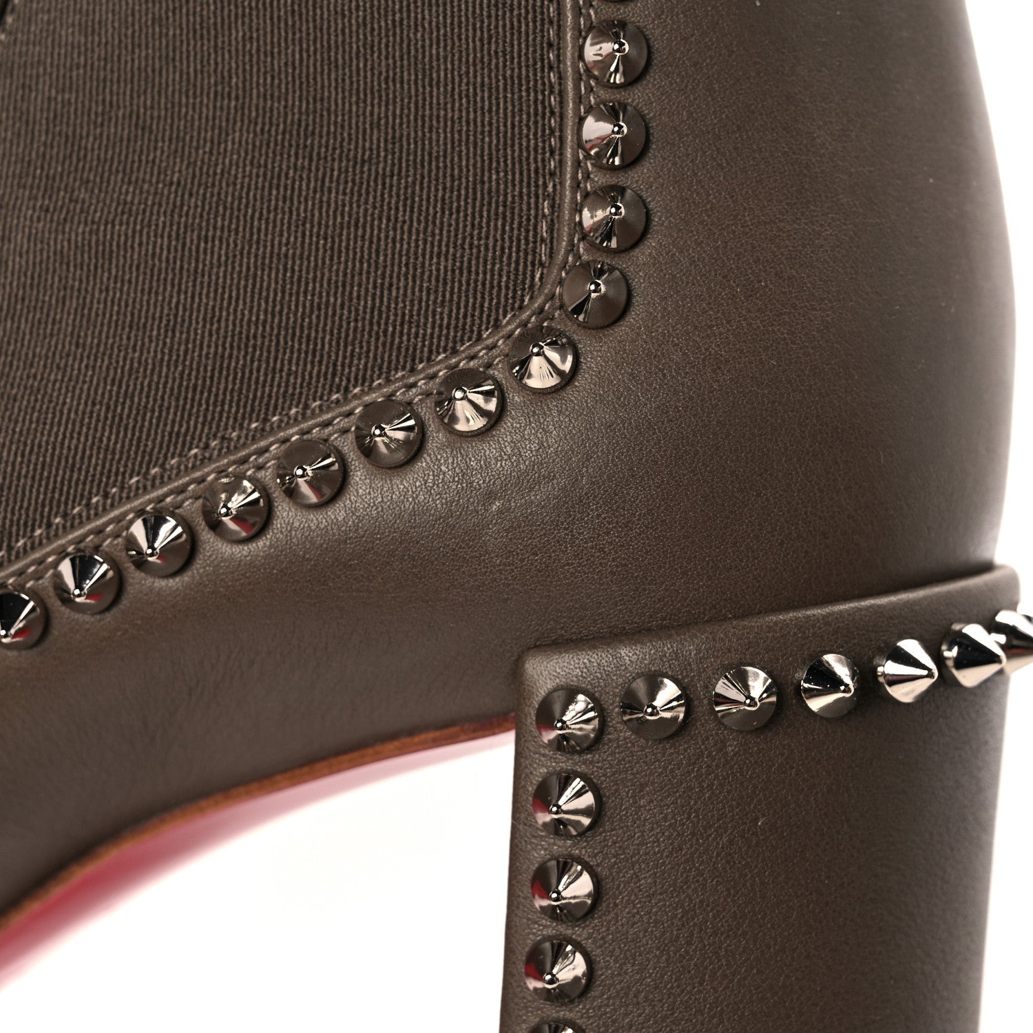 Christian Louboutin Calfskin Spikes Chelsea Outline Boots 37 Silex Grey 8 of 8