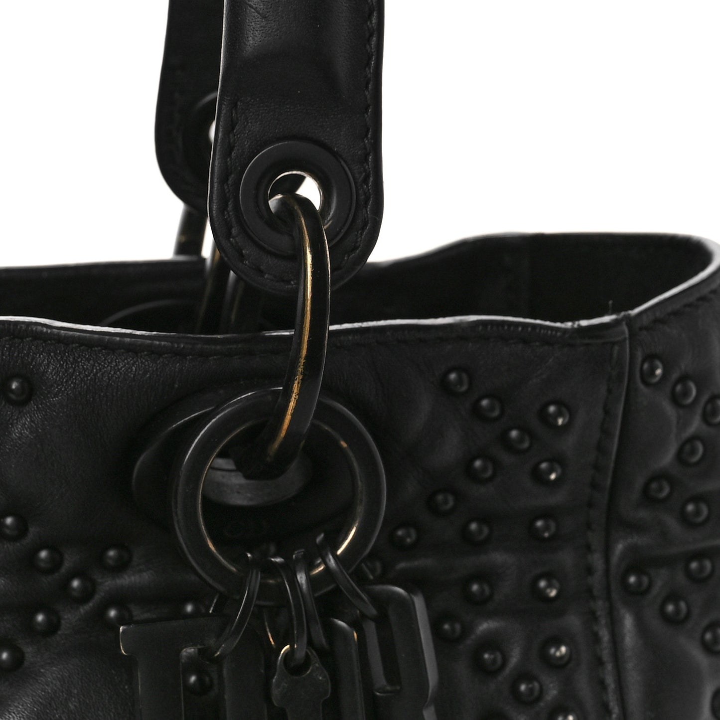 UItra Matte Calfskin Cannage Studded Medium Supple Lady Dior Black