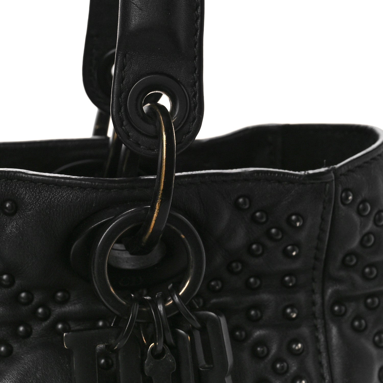 Christian Dior UItra Matte Calfskin Cannage Studded Medium Supple Lady Dior Black 9 of 10